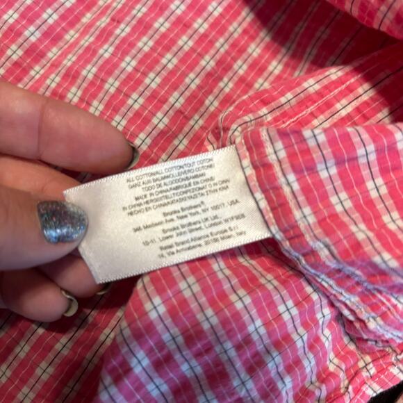 Brooks Brothers Men’s L Red Plaid Button Down Cotton Shirt Regular Fit - Picture 3 of 3